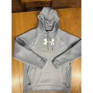 Under Armour ColdGear Hoodie M Quilted Fleece Gray Loose Fit Training Pullover